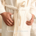 Bulk sale white bleached 50% cotton 50% polyester waffle spa robe